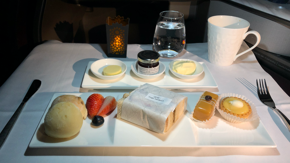 Qatar Airways' afternoon tea service.