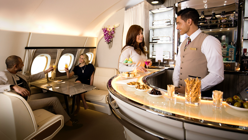 The second generation of Emirates' A380 business class lounge.