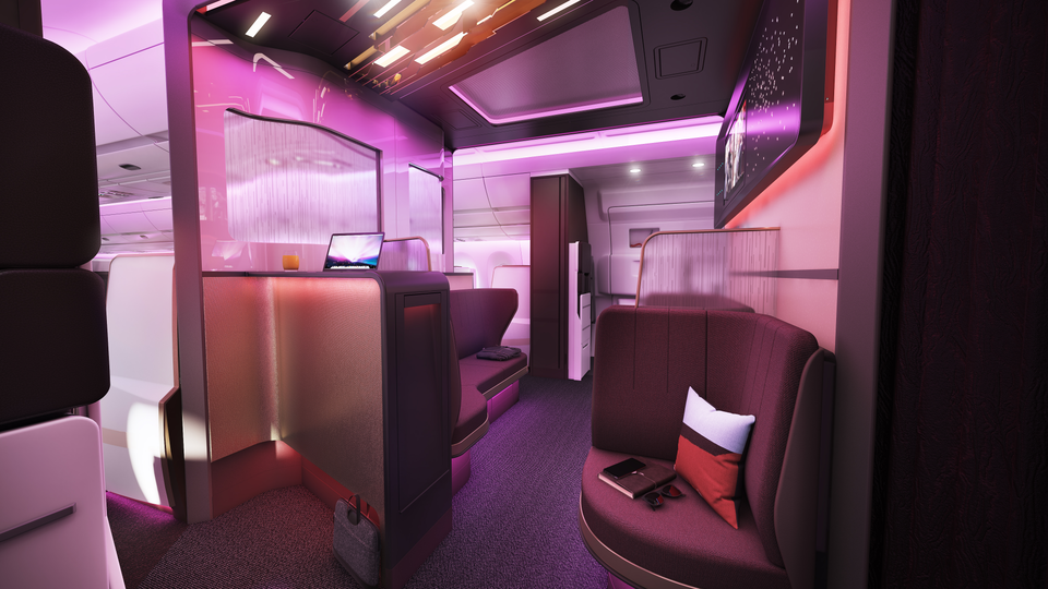 The Loft lounge, on Virgin Atlantic's Airbus A350 Upper Class.