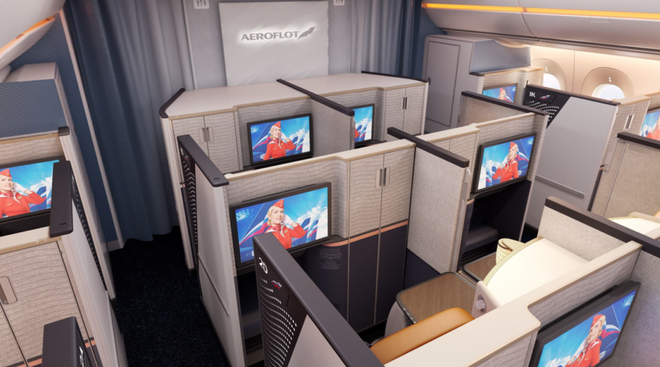 Aeroflot's all-new Airbus A350 business class suites.