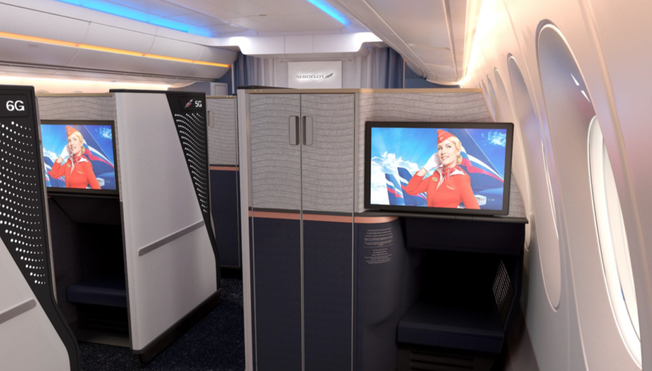 Aeroflot's all-new Airbus A350 business class suites.