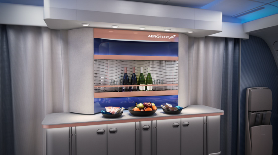 Aeroflot's Airbus A350 self-serve business class bar.