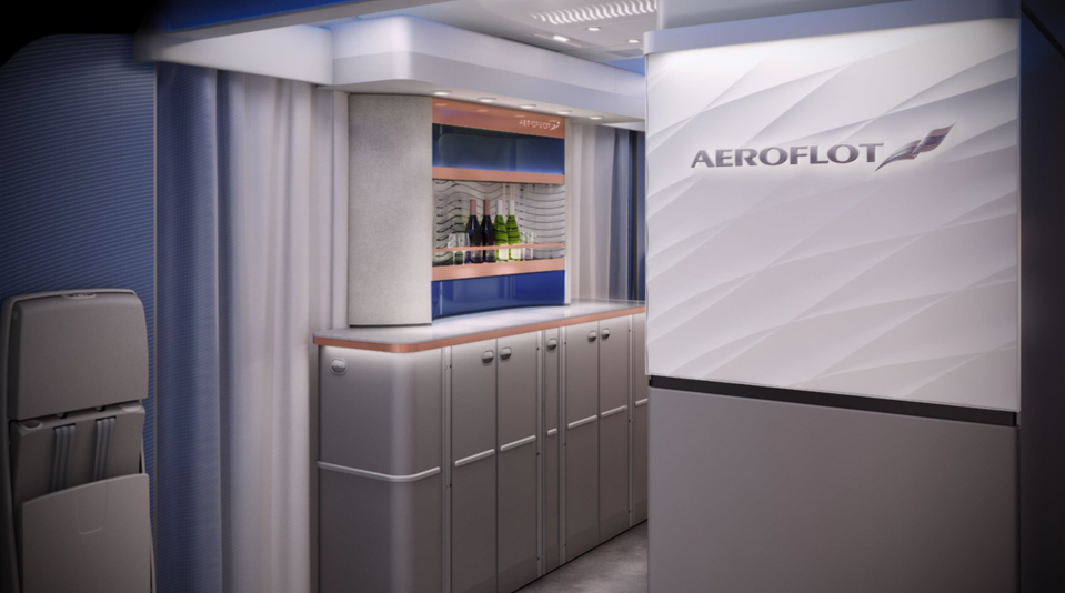 Aeroflot's Airbus A350 self-serve business class bar.