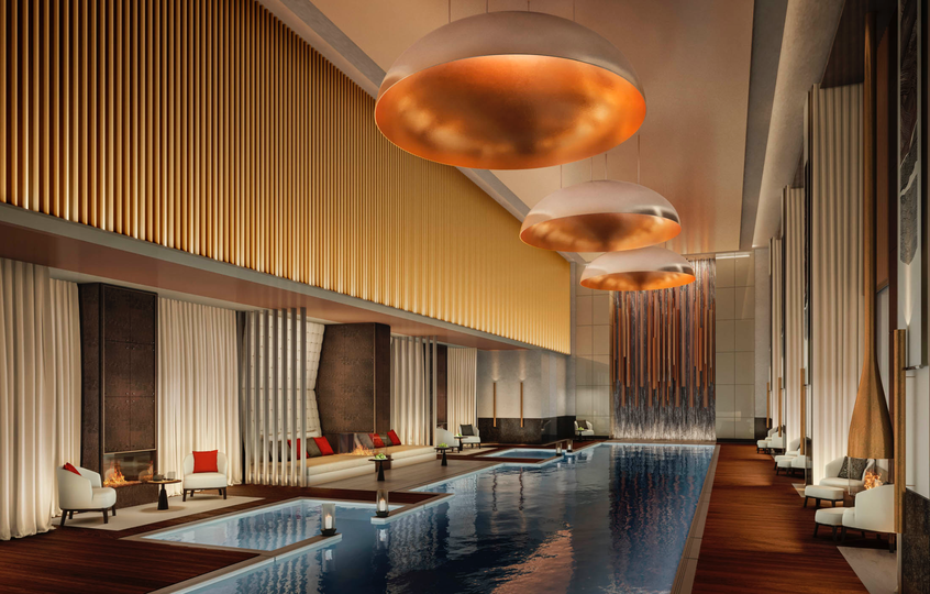A rendering of the spa pool at the upcoming Aman New York, opening in late 2020.