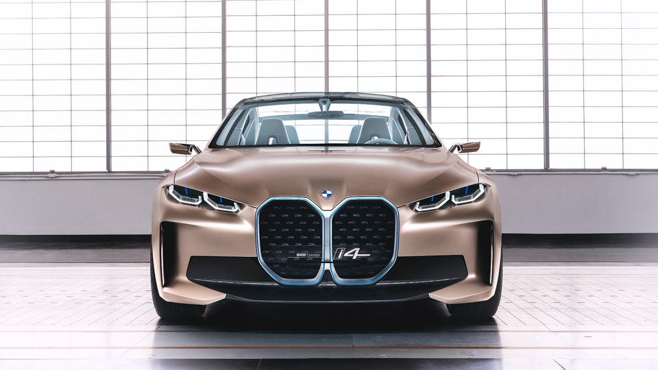 BMW's all-electric Concept i4 Gran Coupe sports sedan.