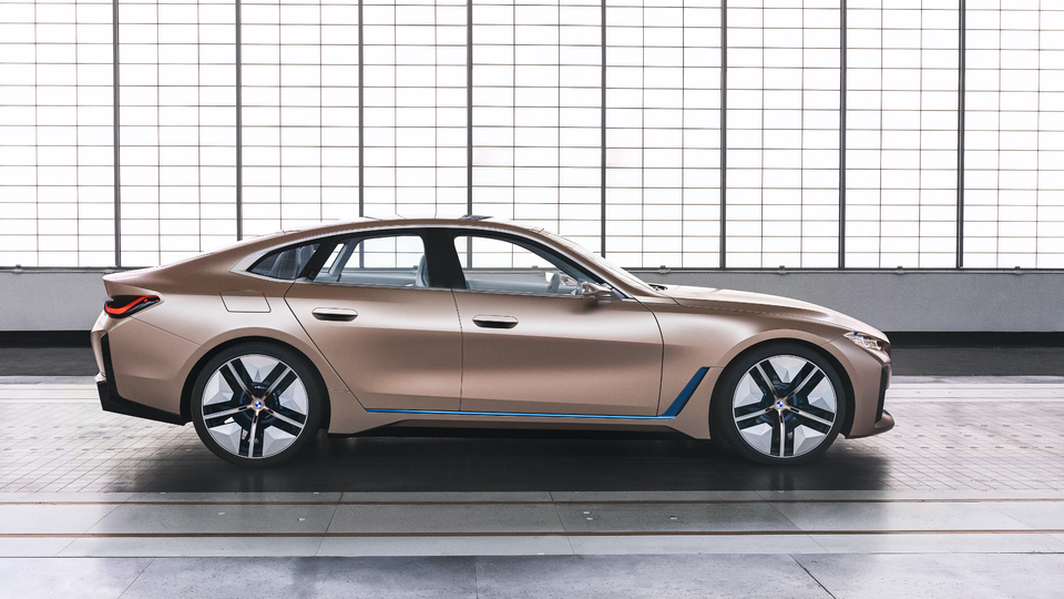 BMW's all-electric Concept i4 Gran Coupe sports sedan.