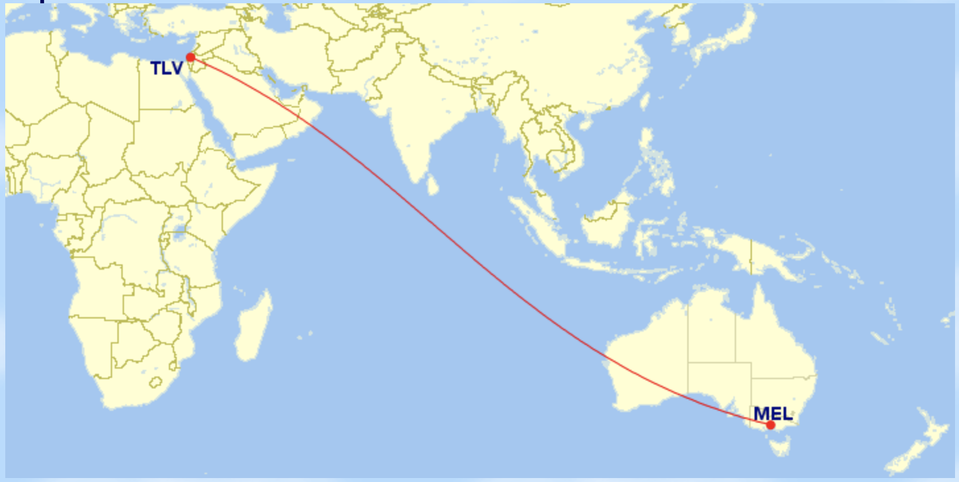 El Al's non-stop test flights to Melbourne will span an average of 17 hours.