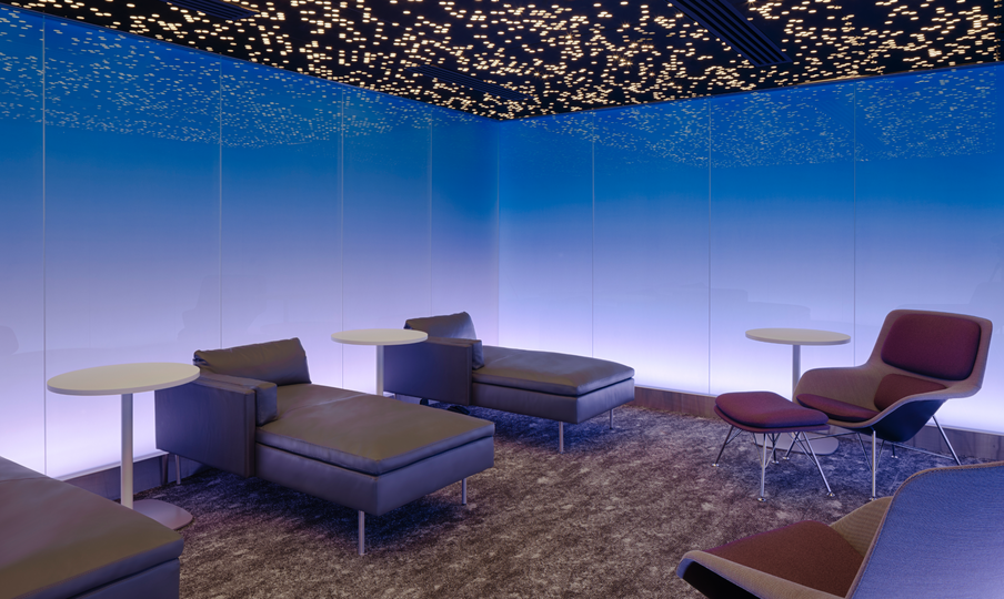 The Moonrise tranquility room at the AMEX Centurion Lounge, LAX.
