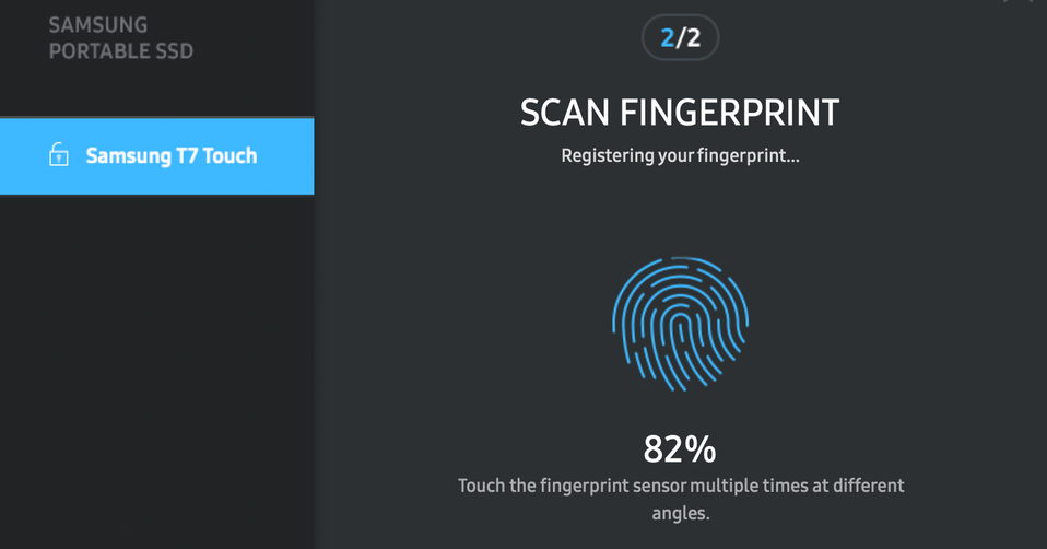 A fingerprint reader on the T7 Touch doubles down on data security.