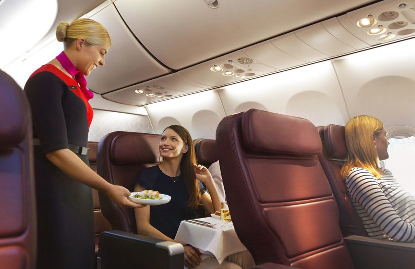 International-grade dining on a Qantas Boeing 737.. Qantas