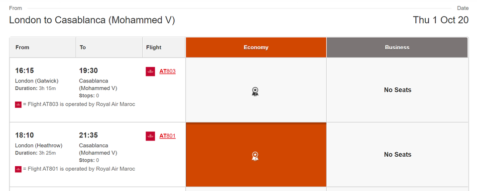 Royal Air Maroc seats can now be booked with Qantas Points.