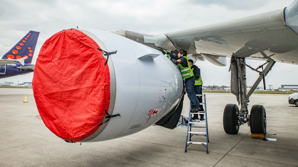 Giant silica moisture absorption sachets are put inside engines to keep them dry.