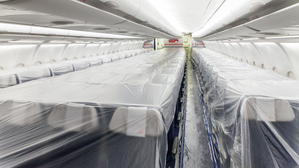 On the inside, seats and floors are covered ahead of a long stand-down.