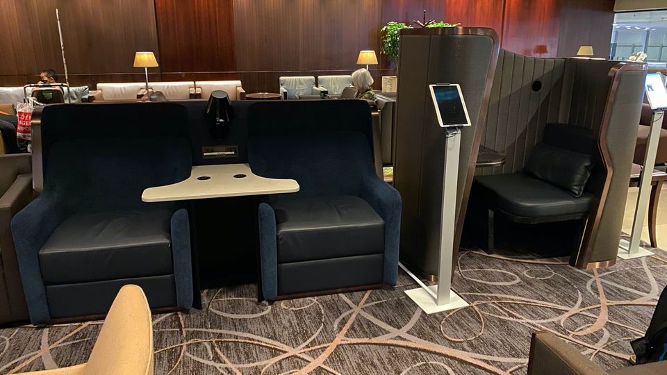 New seating on display at Singapore Airlines' Changi T3 business class lounge.. Daniel Smith