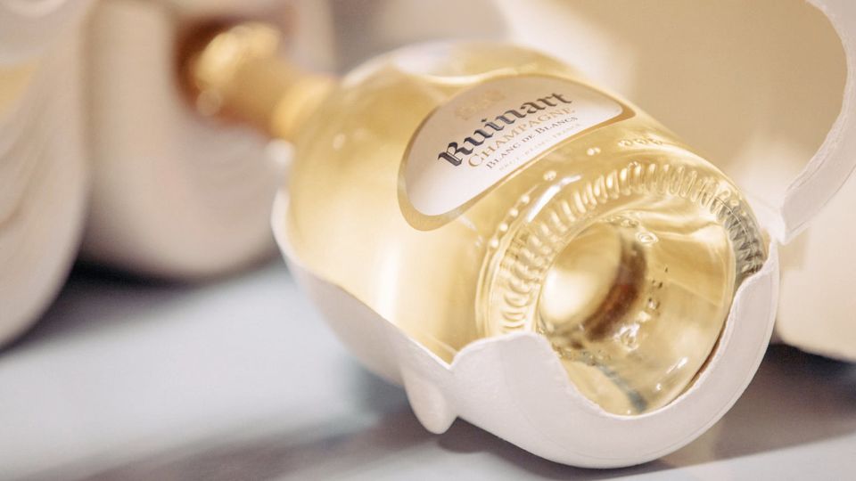 Ruinart’s bottles, with eco-packaging.