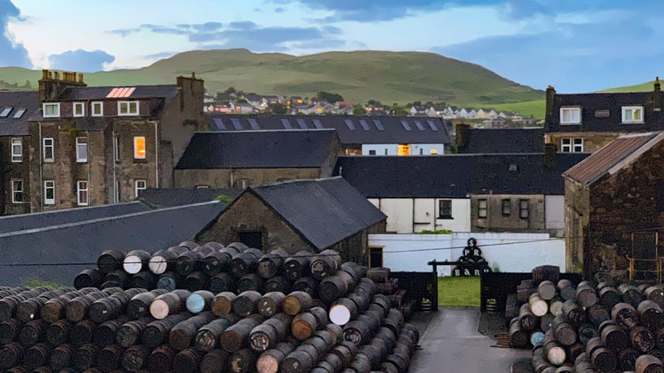 The barrel yard at Springbank Distillery in Campbeltown, Scotland.
