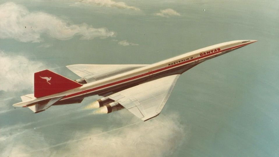 What might have been: promotional artwork of a Boeing 2707 in Qantas colours.