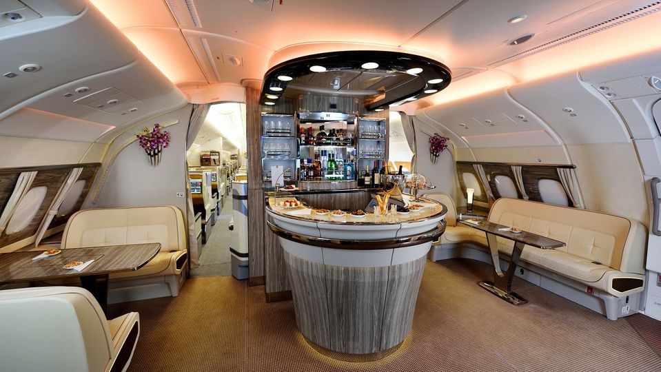 The A380's swish cocktail bar and lounge is now closed.