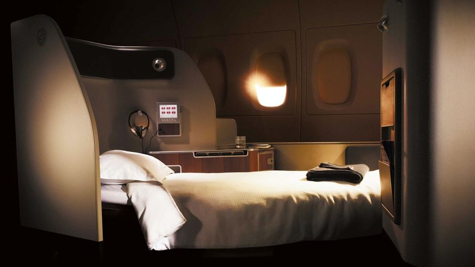 The Qantas' Airbus A350 was set to leap beyond the A380 first class and potentially add privacy doors to create a fully private suite.