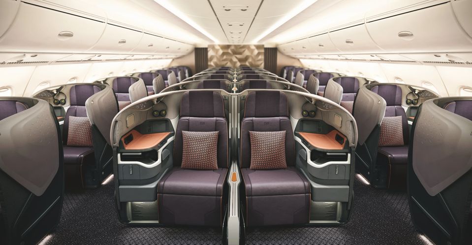 Singapore Airlines' latest Airbus A380 business class.