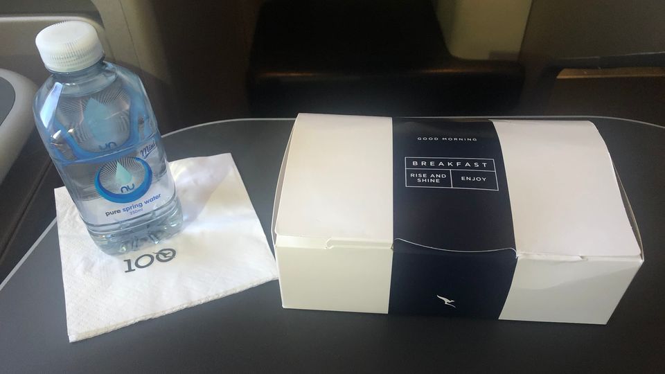 Qantas' domestic breakfast served in business class for Sydney-Melbourne.