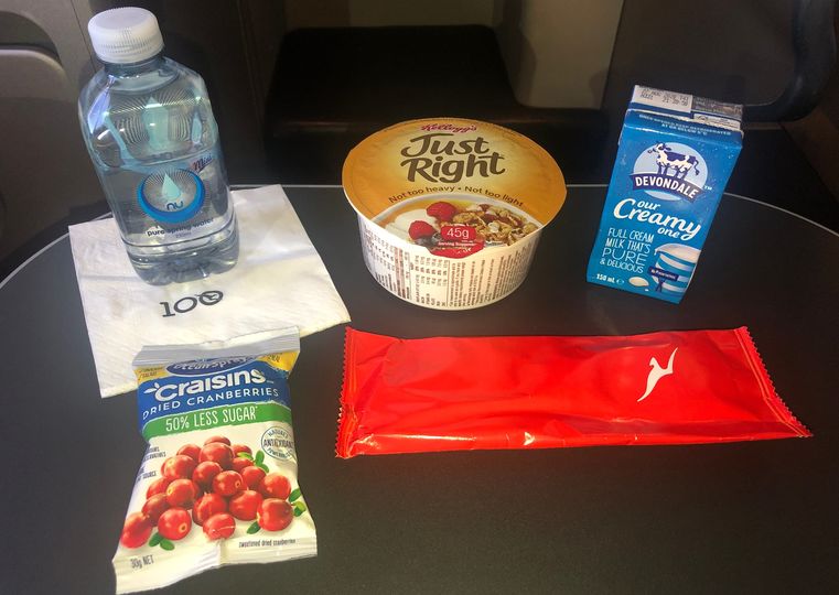 Qantas' domestic breakfast meal in business class for Sydney-Melbourne.