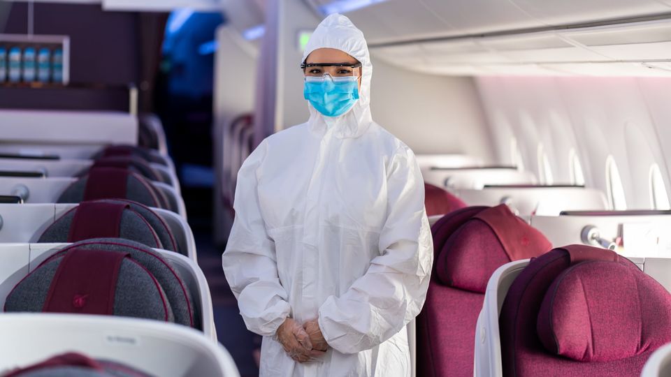 Cabin crew wearing PPE can be confronting, but can also give confidence to passengers.
