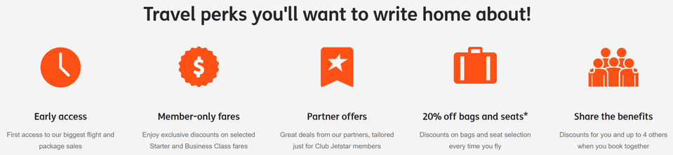 Club Jetstar's advertised perks.