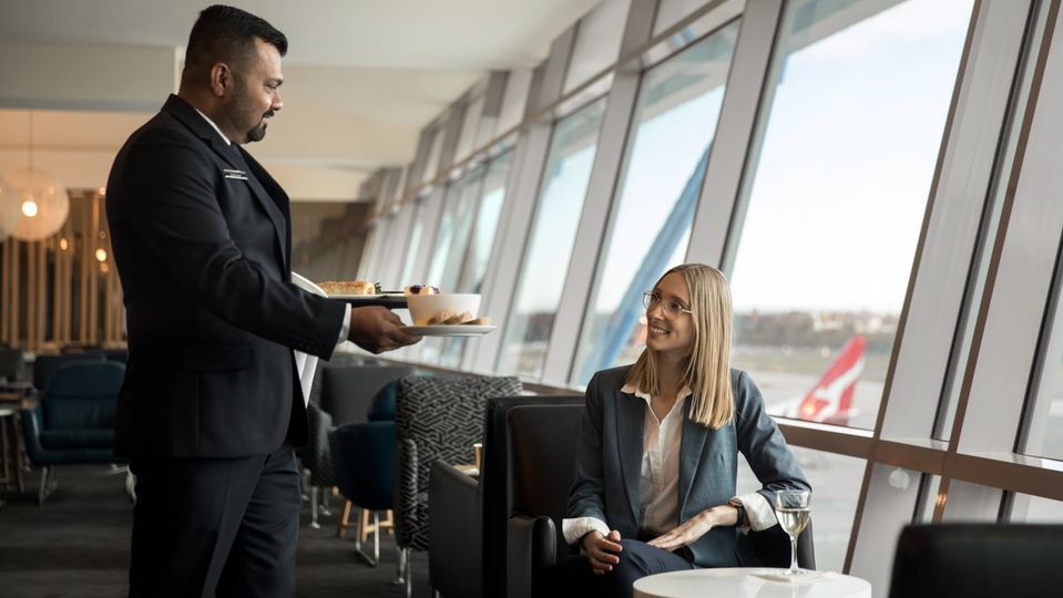 The tray-around service delivers lounge guests a personal touch.