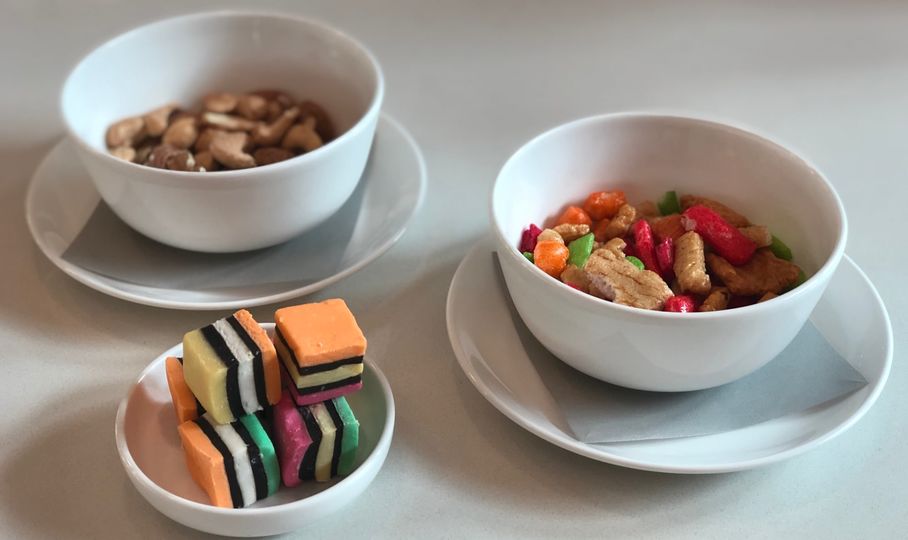 Nibbles are available on request.