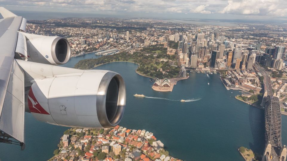 A scenic snap from Qantas' Boeing 747 joyflight over Sydney.