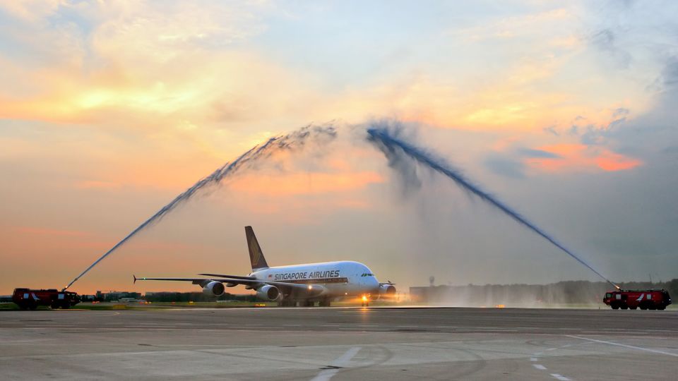 Is there a water cannon farewell in store for some of Singapore Airlines' A380s?
