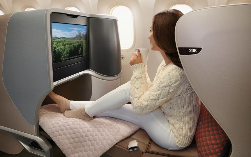 Some Singapore Airlines' A350s and all Boeing 787s sport this regional business class seat.