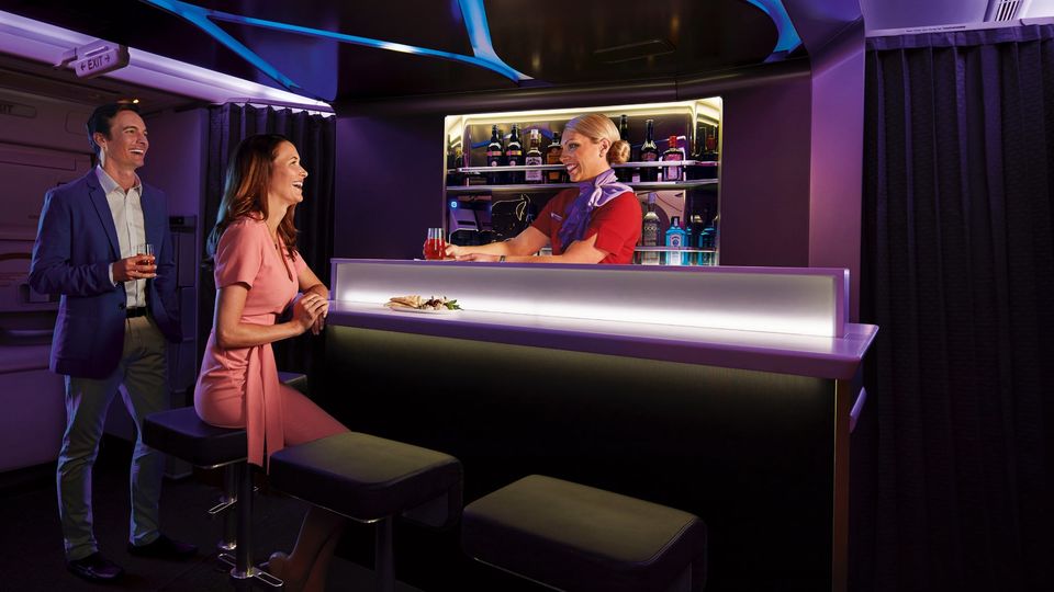 Virgin Australia's Boeing 777 bar was a hit with trans-Pacific travellers.
