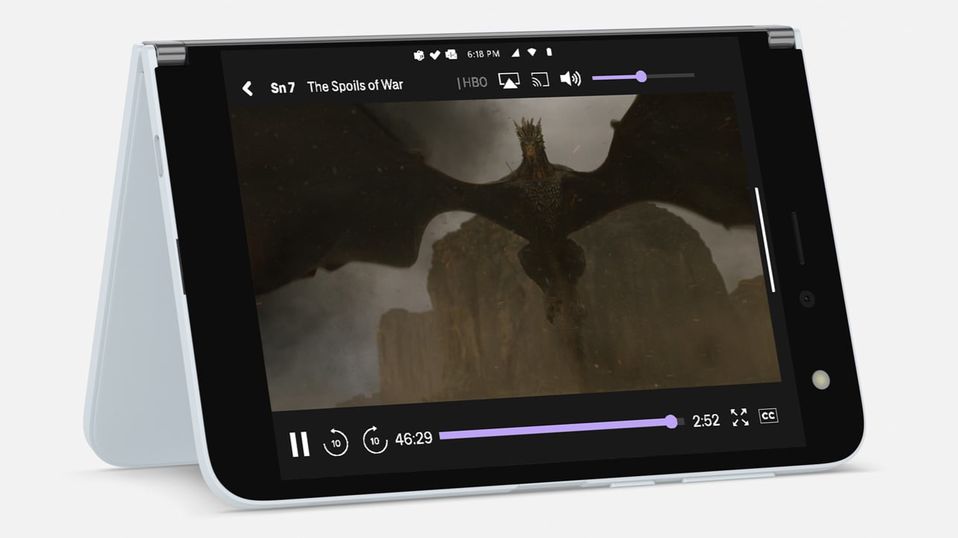 Microsoft's new Surface Duo foldable phone-tablet device.