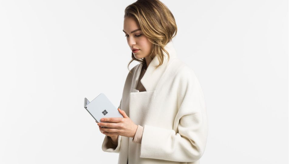 Microsoft's new Surface Duo foldable phone-tablet device.