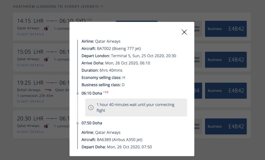 The BA code is now grafted onto most of Qatar's London-Doha-Australia flights.
