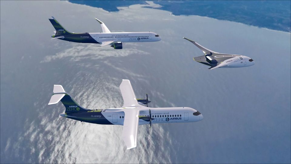 From modest to futuristic: the Airbus ZEROe family.