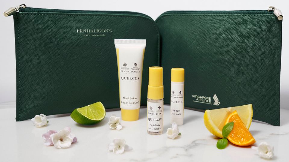 Singapore Airlines' new business class amenity kit by Penhaligon's.