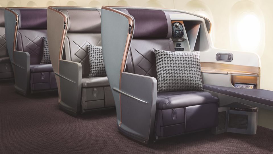 Singapore Airlines' Airbus A350 business class seat.