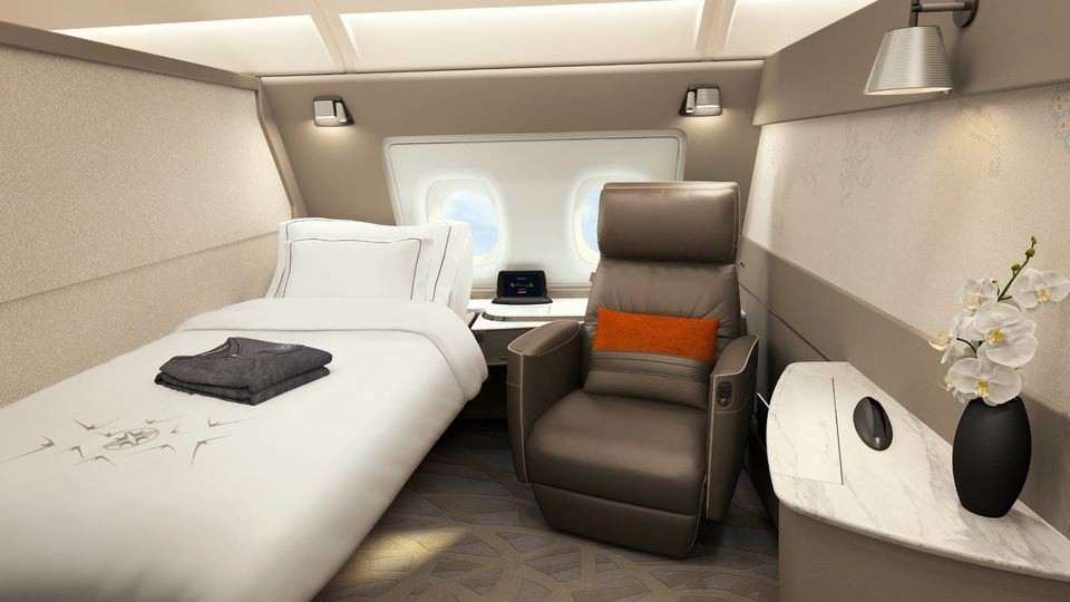 Singapore Airlines' new Airbus A380 first class suites, introduced in 2017.