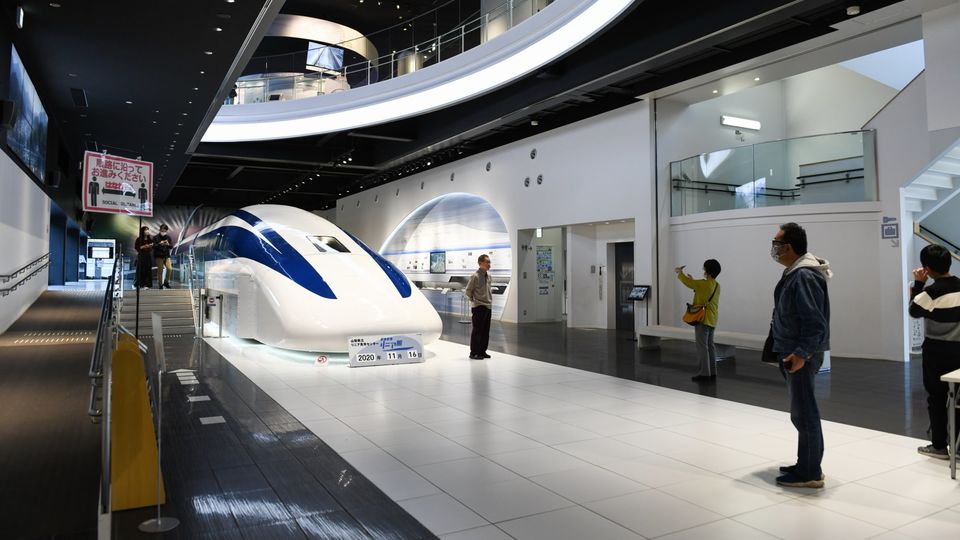 Test train on display in Yamanashi prefecture earlier in November.
