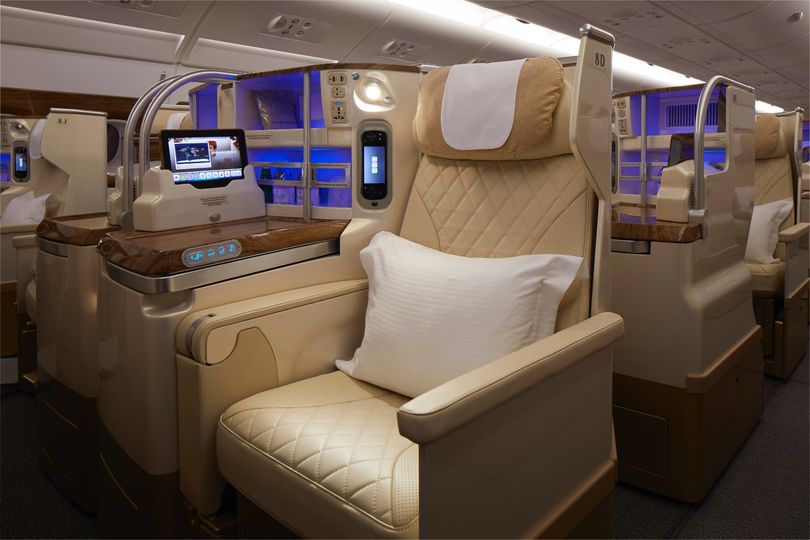 Emirates' new Airbus A380 business class.