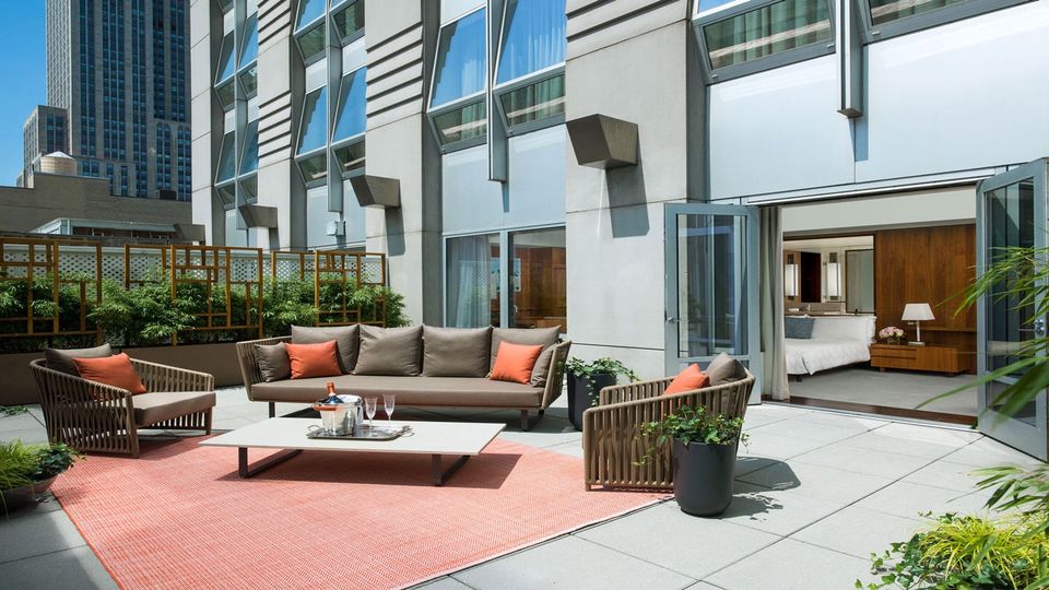 A terrace suite at Langham’s Fifth Avenue hotel in Manhattan.