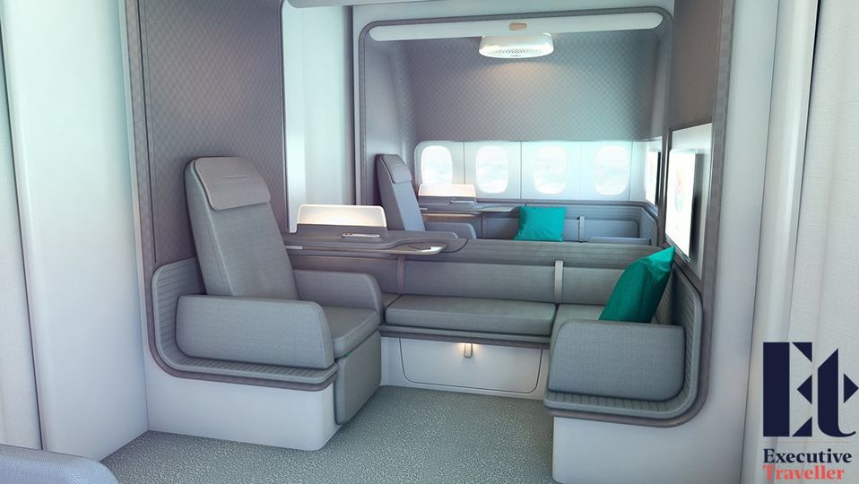One of Cathay Pacific's early Boeing 777-9 first class concepts.. Yellow Window
