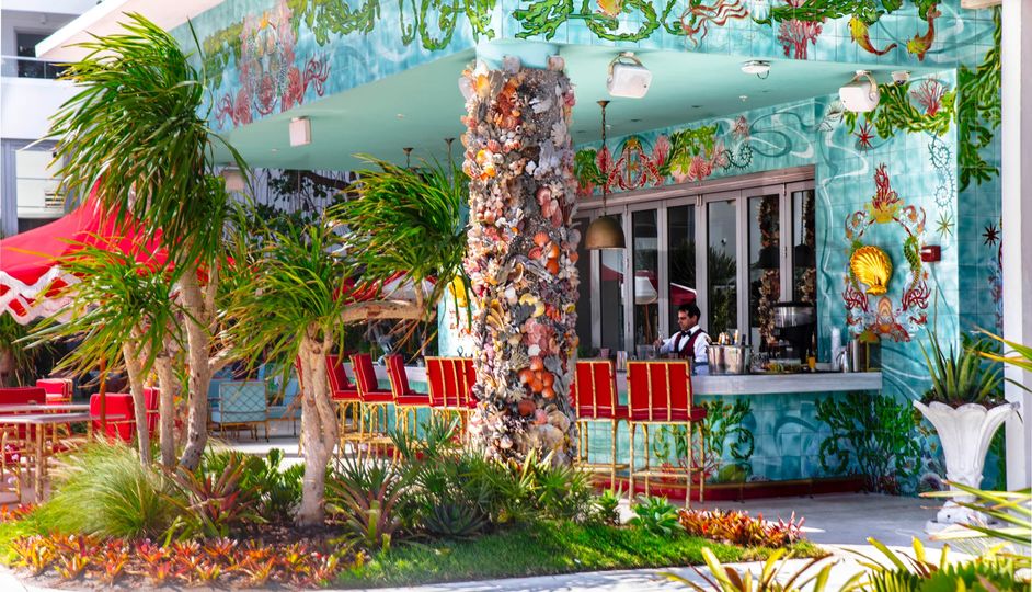 The whimsical pool bar at Faena Miami Beach.