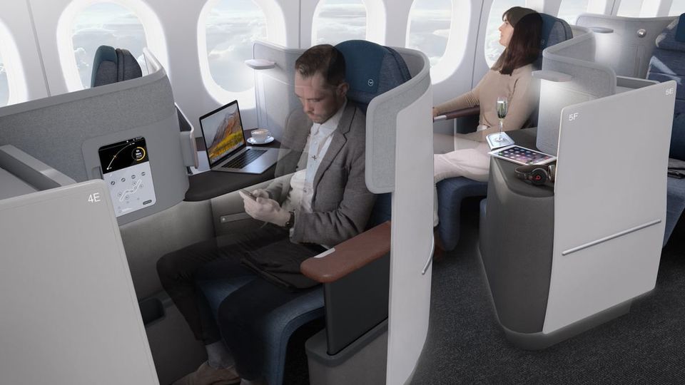 Lufthansa's Boeing 777-9 business class.