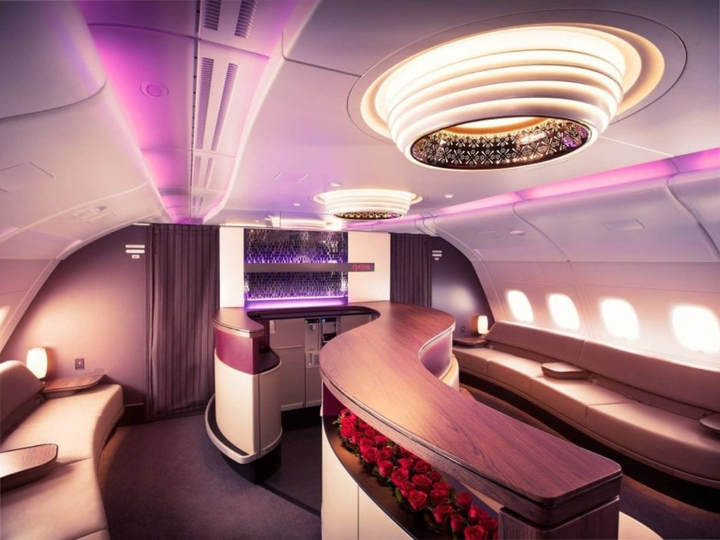 Qatar Airways' Airbus A380 Premium Lounge.