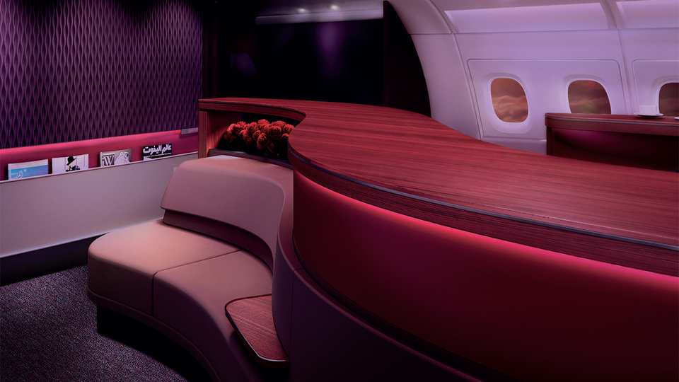 Qatar Airways' Airbus A380 Premium Lounge.