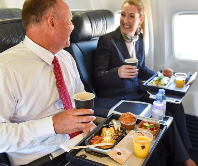 Rex's Boeing 737 business class meal service.